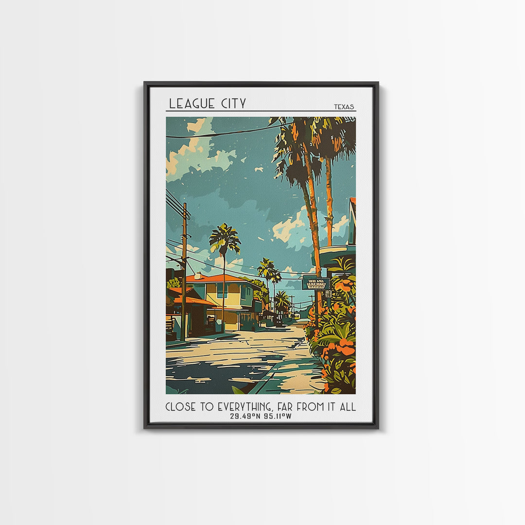 League City Texas Travel Poster, Canvas Print, Travel Wall Decor, Minimalist Poster, Gallery Wall Set, Travel Wall Art, Travel Decor