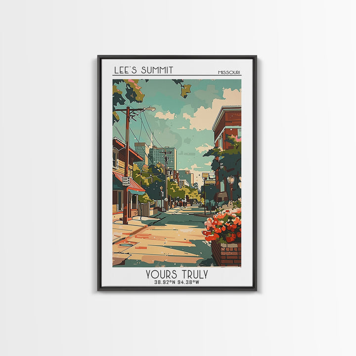 Lees Summit Missouri Travel Poster, Framed Canvas Print, City Travel Poster, Vintage City Poster, Landscape Art, Retro Travel Poster