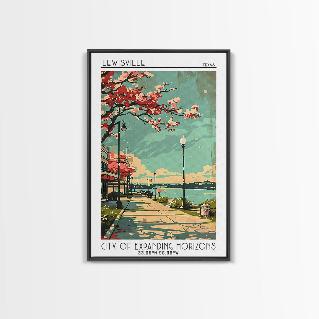 Lewisville Texas Travel Poster, Canvas Print, City Travel Poster, Vintage City Poster, Retro Wall Art, Vintage Poster, City Wall Art