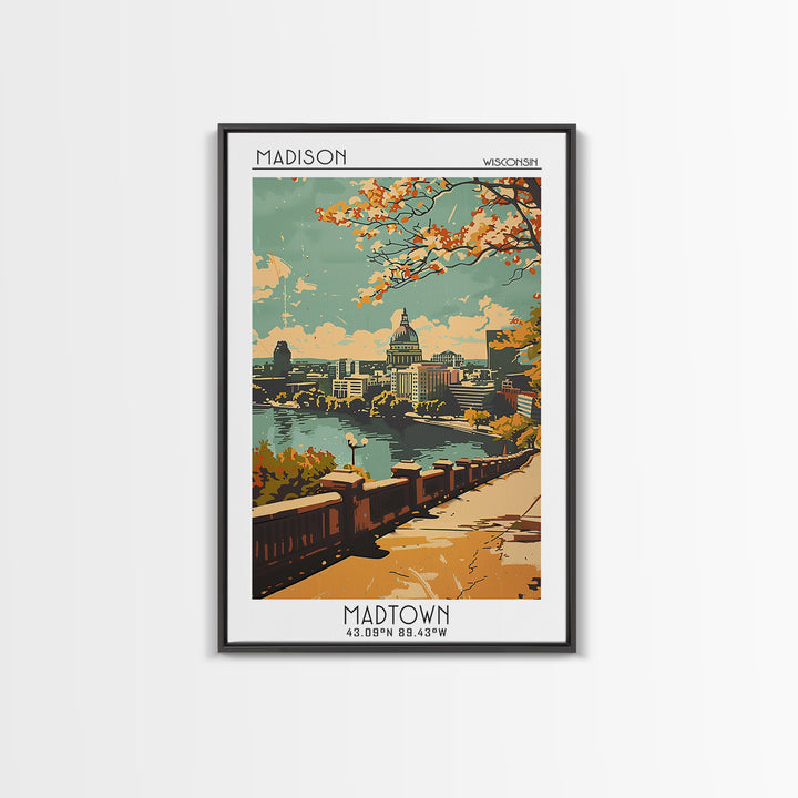 Madison Travel Poster, Framed Canvas Print, Vintage Travel Print, City Wall Art, Travel Wall Art, Fine Art Print, Vintage Travel Art