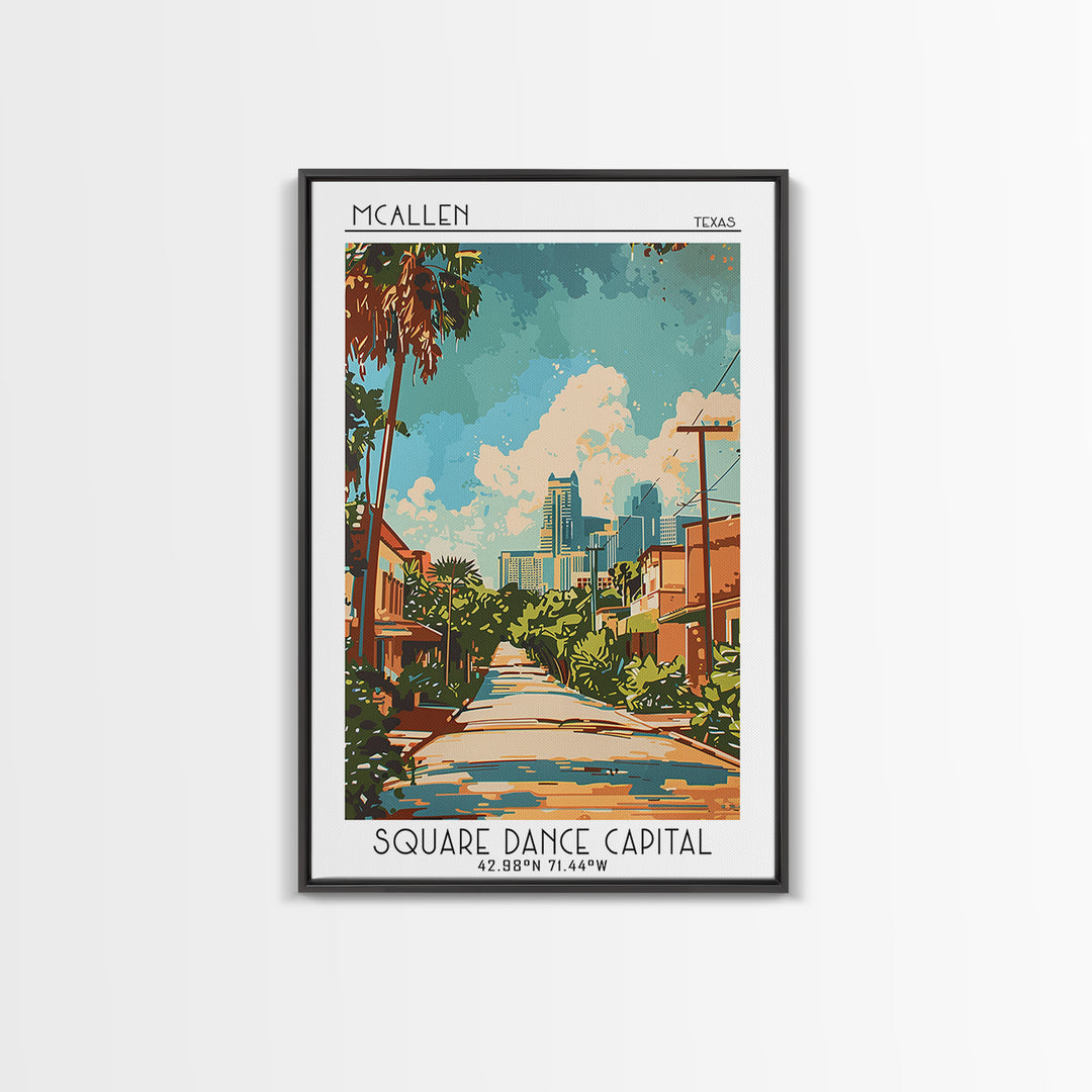 McAllen Travel Poster, Framed Canvas Print, City Travel Poster, Travel Wall Decor, Travel Posters, Retro Travel Poster, Poster Print