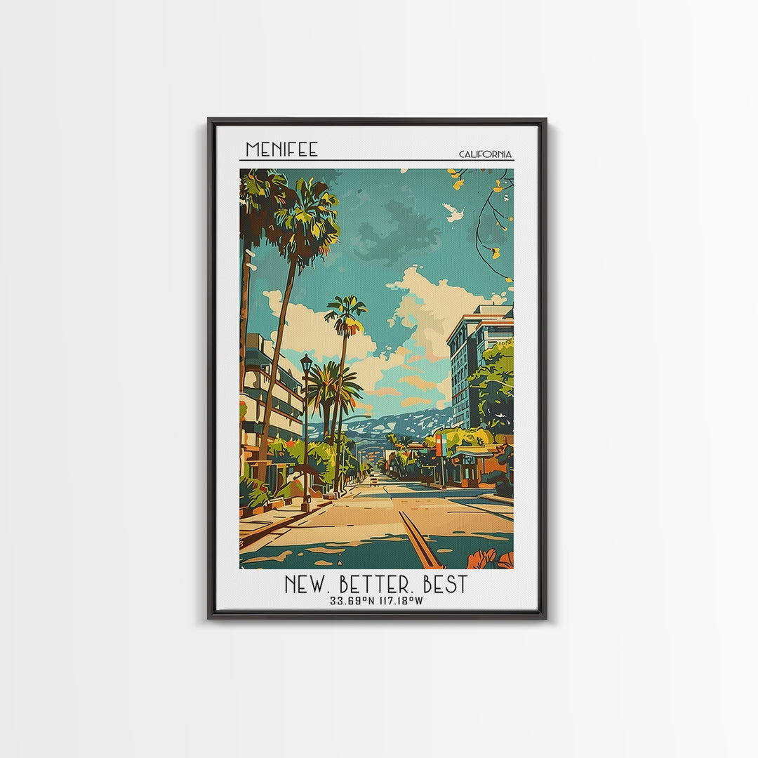 Menifee California Travel Poster, Canvas Print, City Travel Poster, Travel Wall Decor, Art Print, Poster Print, Mid Century Wall Art