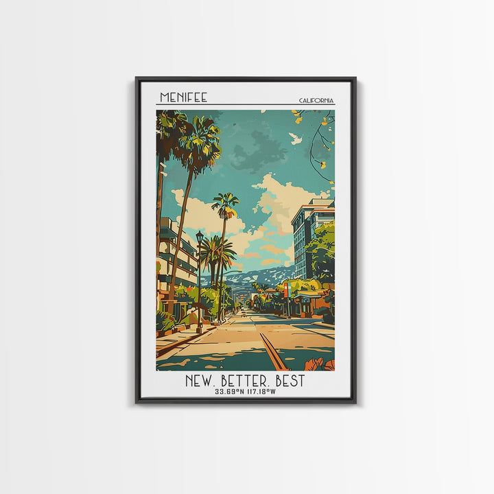 Menifee California Travel Poster, Canvas Print, City Travel Poster, Travel Wall Decor, Art Print, Poster Print, Mid Century Wall Art