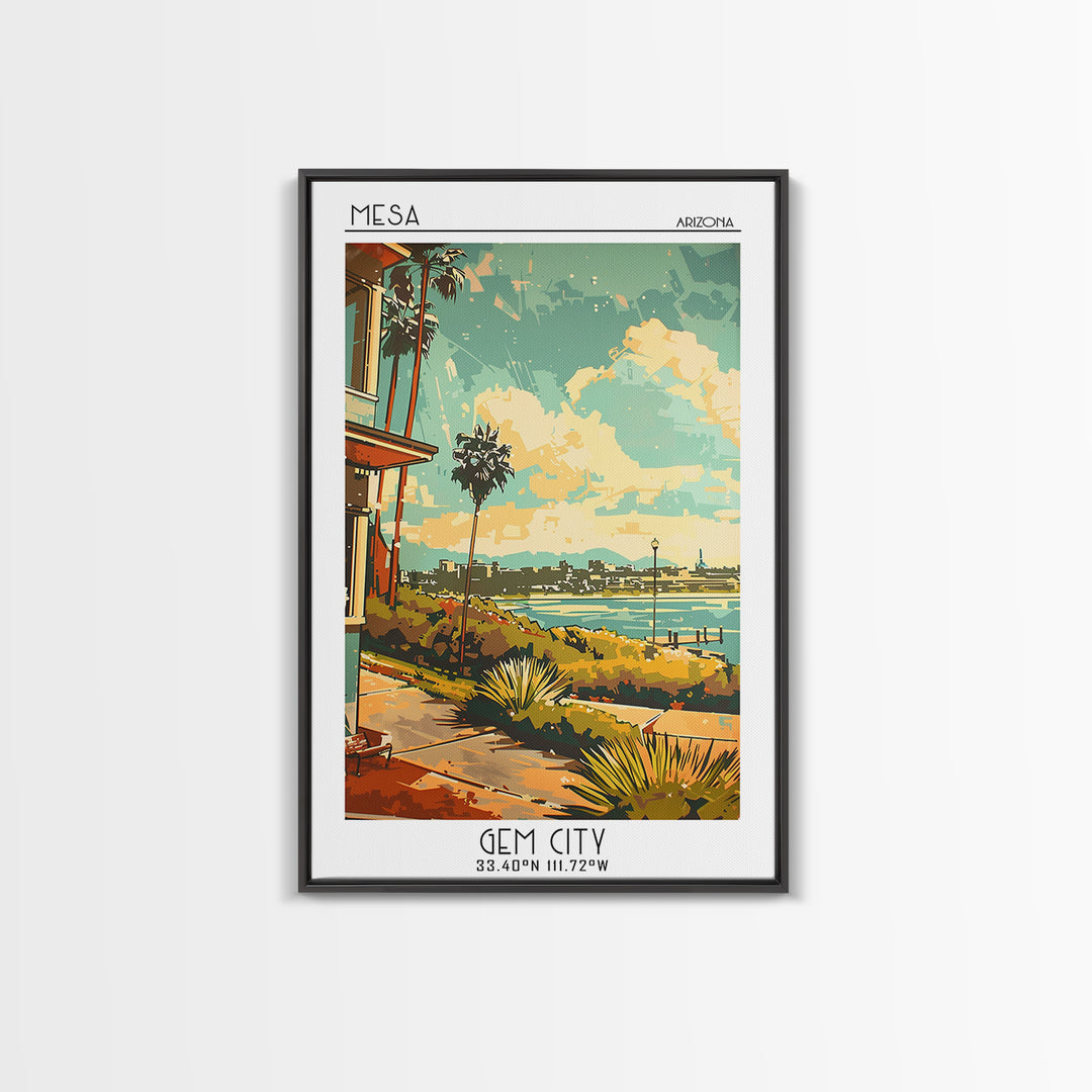 Mesa Arizona Travel Poster, Canvas Print, City Travel Poster, Travel Wall Decor, Watercolor Cityscape, City Wall Art, City Art Print