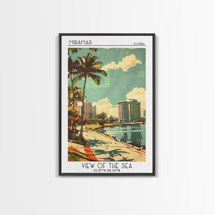 Miramar Travel Poster, Framed Canvas Print, City Travel Poster, Travel Wall Art, Travel Art Print, Vintage Travel Art, Travel Prints