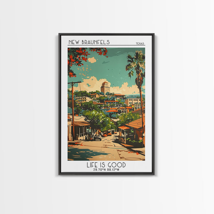 New Braunfels Texas Travel Poster, Framed Canvas Print, Travel Prints, Landscape Art, Fine Art Print, Travel Posters, Vintage Poster