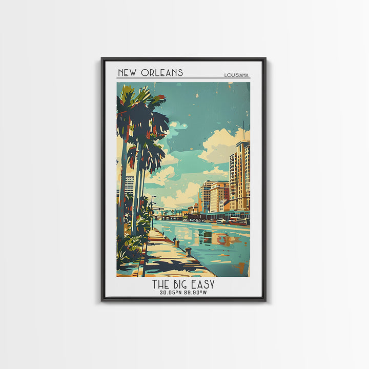 New Orleans Travel Poster, Framed Canvas Print, Vintage Travel Print, City Wall Art, Landscape Art, City Art Print, Travel Art Print