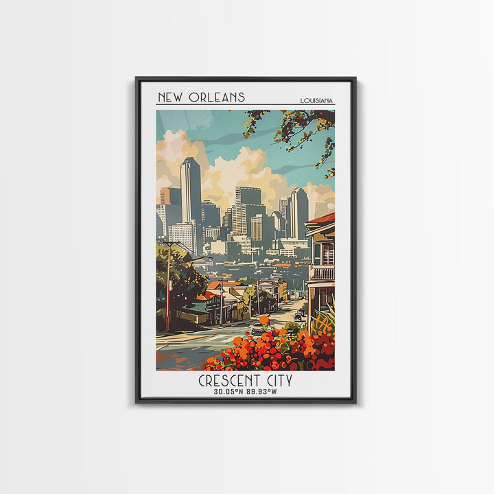 New Orleans Louisiana Travel Poster, Framed Canvas Print, Poster Print, Travel Wall Art, Travel Wall Decor, Home Decor, Travel Decor