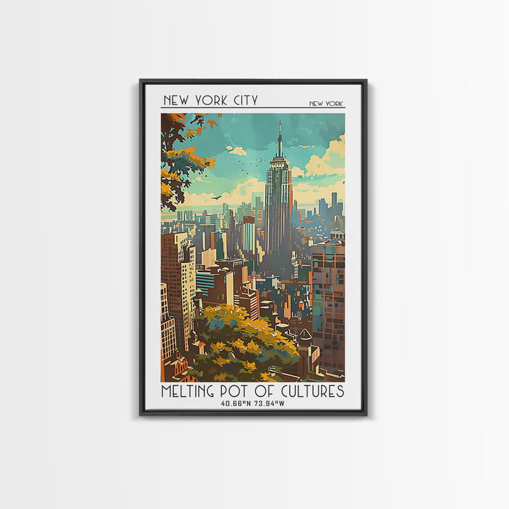New York New York Travel Poster, Framed Canvas Print, Travel Prints, Landscape Art, Vintage Posters, Travel Posters, Wanderlust Gift