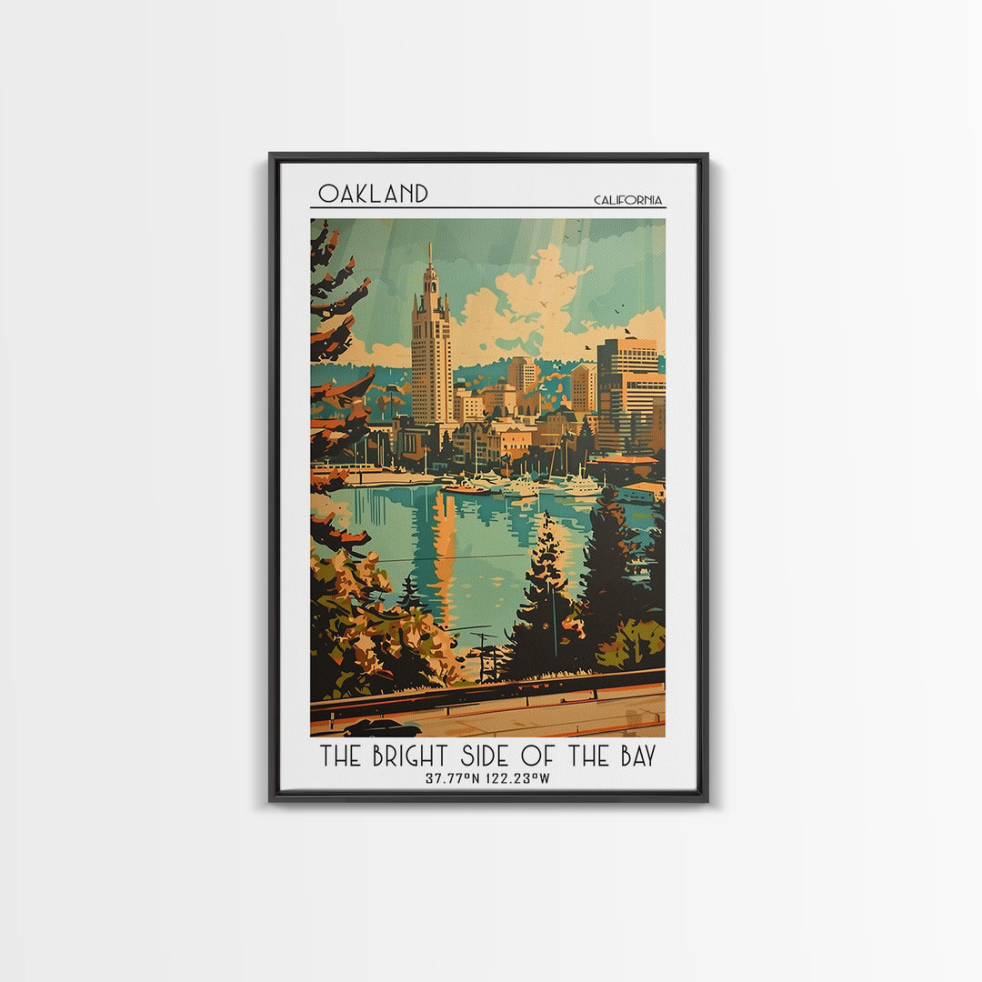 Oakland California Travel Poster, Canvas Print, Travel Art Print, Modern Wall Decor, Retro Wall Art, Mid Century Wall Art, Art Print