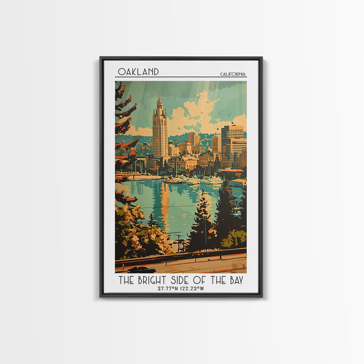 Oakland California Travel Poster, Canvas Print, Travel Art Print, Modern Wall Decor, Retro Wall Art, Mid Century Wall Art, Art Print