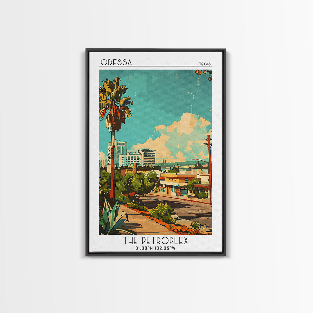 Odessa Travel Poster, Framed Canvas Print, City Travel Poster, Travel Wall Art, Wall Art, Mid Century Wall Art, Living Room Wall Art