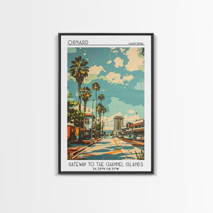 Oxnard Travel Poster, Framed Canvas Print, City Travel Poster, Vintage City Poster, Vintage Posters, City Illustration, Poster Print