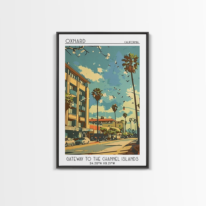 Oxnard California Travel Poster, Framed Canvas Print, Vintage Travel Print, City Wall Art, Art Print, Fine Art Print, Vintage Travel