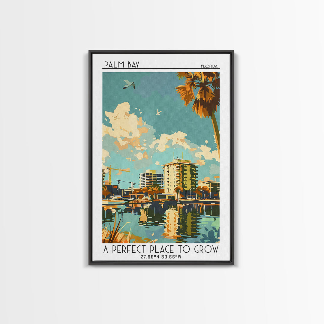 Palm Bay Florida Travel Poster, Canvas Print, Retro Wall Art, Travel Print, Vintage City Poster, Vintage Travel Print, City Wall Art