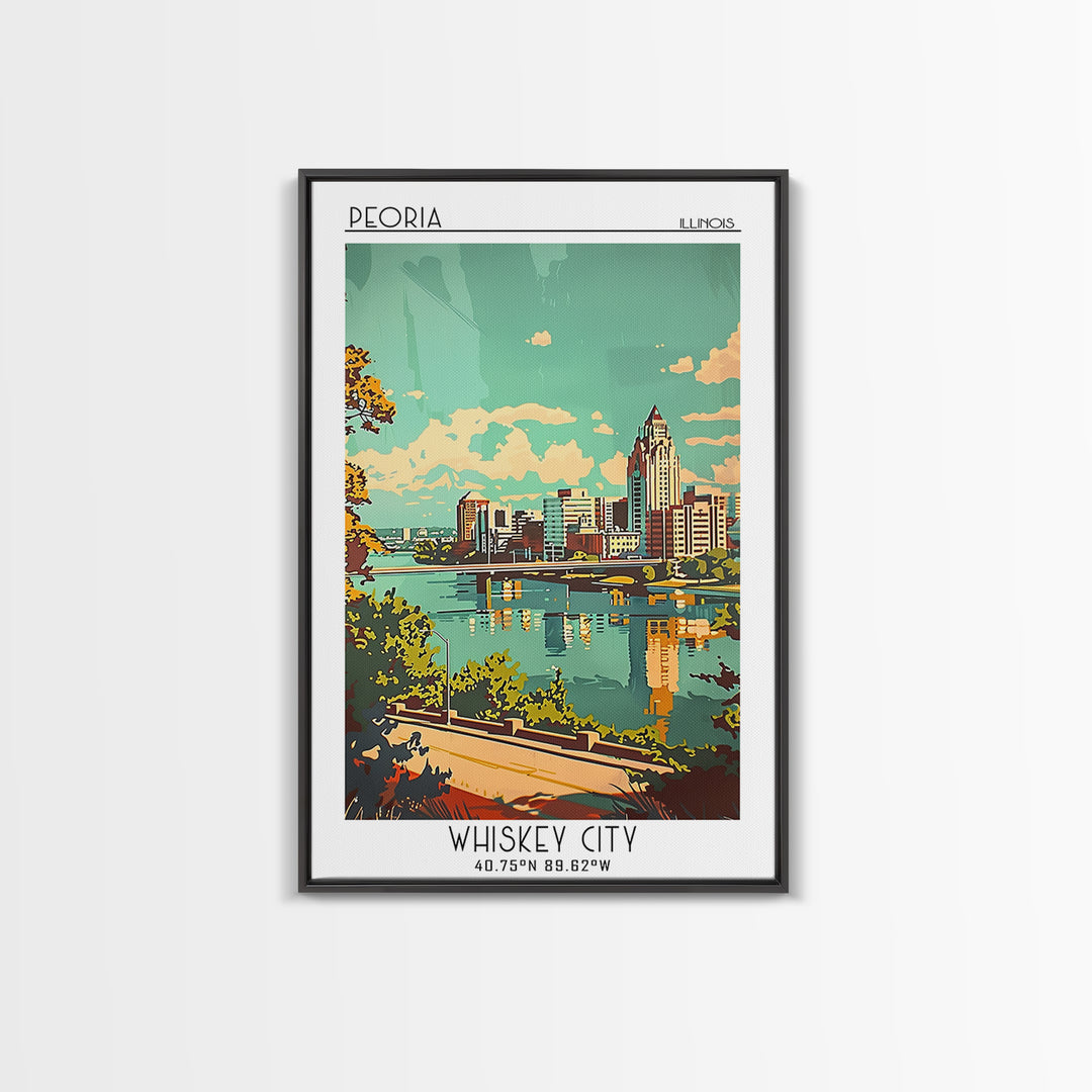 Peoria Illinois Travel Poster, Canvas Print, Vintage Travel Print, City Wall Art, Retro Travel Poster, City Art Print, Travel Prints