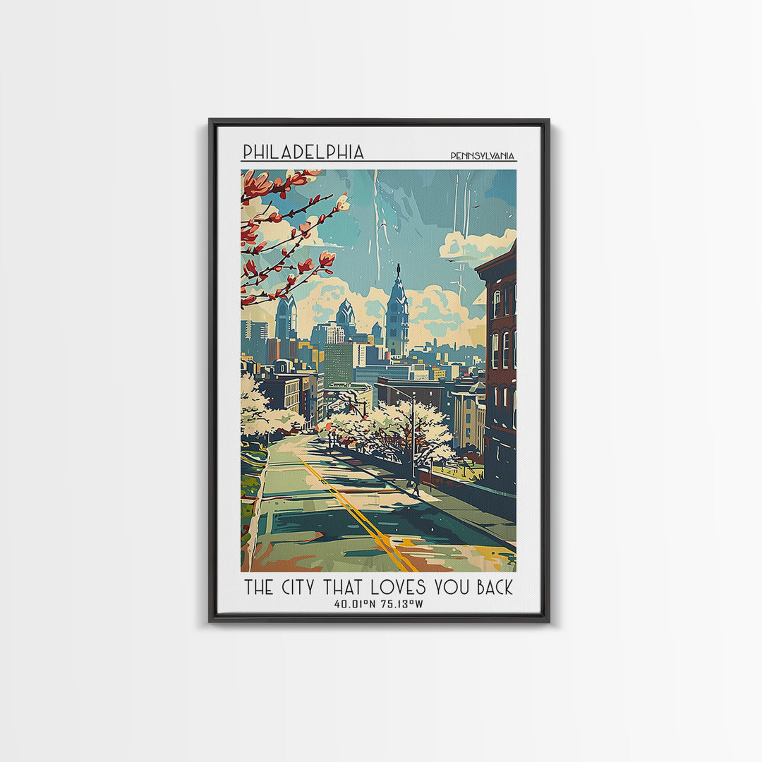 Philadelphia Travel Poster, Canvas Print, City Travel Poster, Vintage City Poster, Travel Prints, Mid Century Wall Art, Poster Print