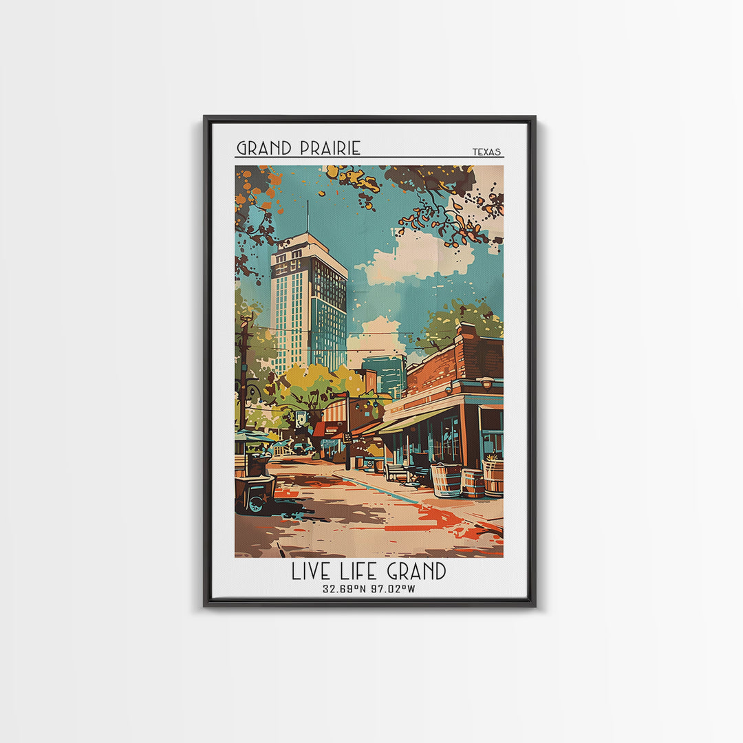 Grand Prairie Travel Poster, Canvas Print, Retro Travel Poster, City Wall Art, Poster Art, Travel Prints, Home Decor, City Art Print