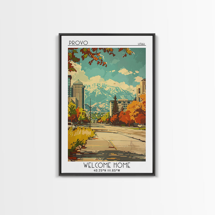 Provo Utah Travel Poster, Framed Canvas Print, City Travel Poster, Vintage City Poster, Retro Travel Print, Poster Art, Travel Print