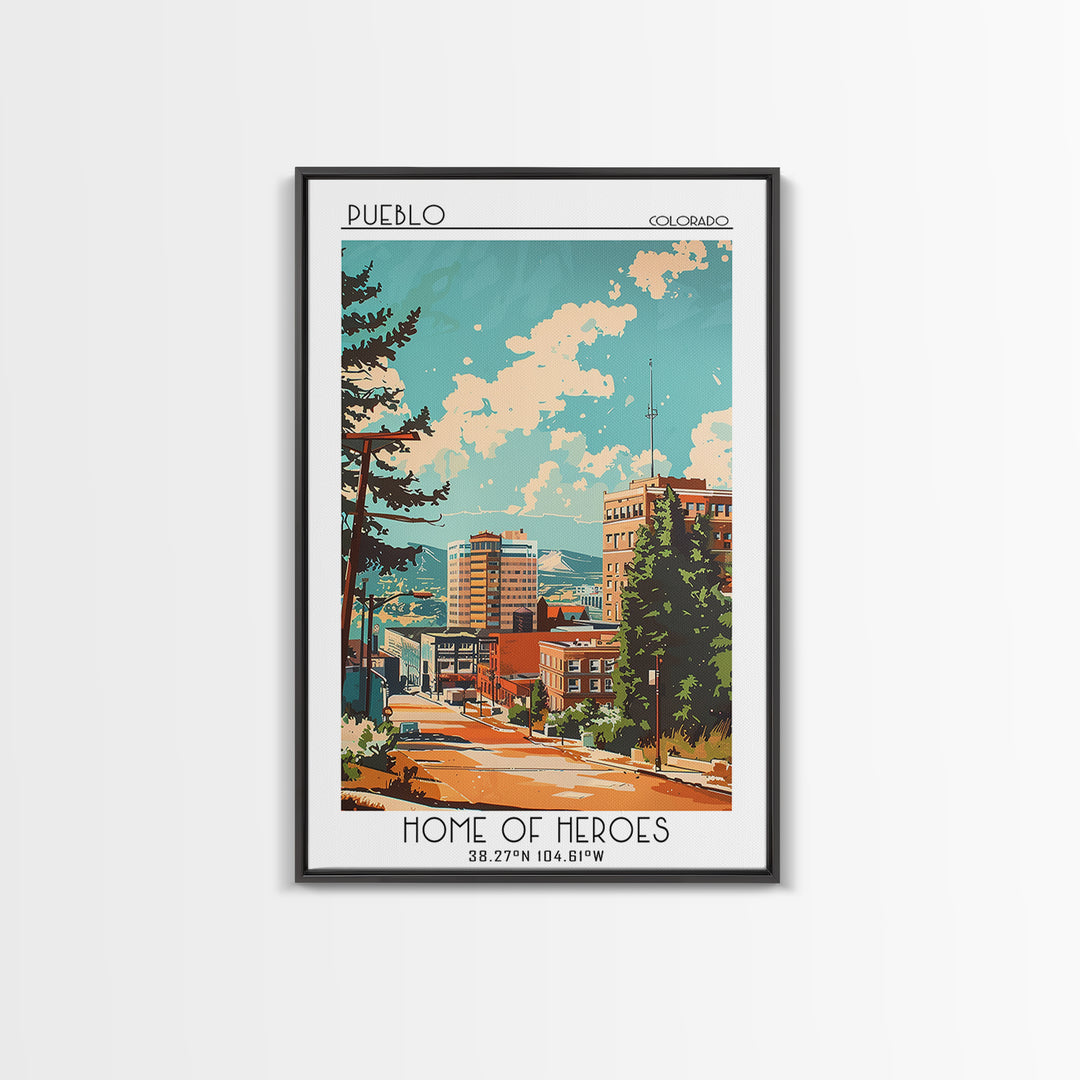 Pueblo Travel Poster, Canvas Print, City Travel Poster, Travel Wall Decor, Travel Posters, Landscape Art, Wanderlust Gift, Art Print