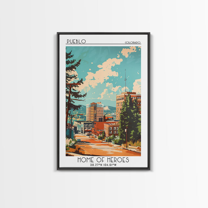 Pueblo Travel Poster, Canvas Print, City Travel Poster, Travel Wall Decor, Travel Posters, Landscape Art, Wanderlust Gift, Art Print