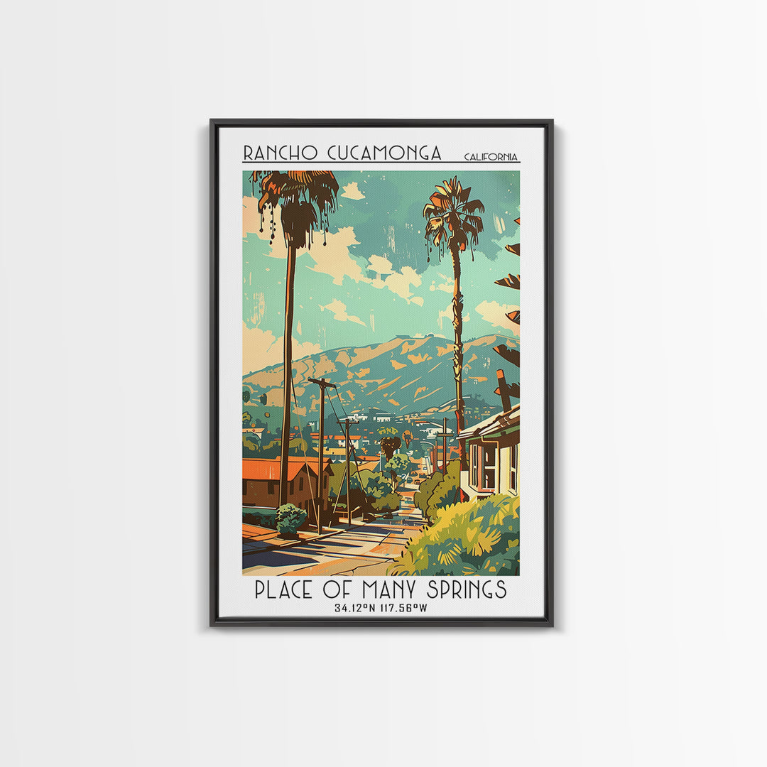 Rancho Cucamonga California Travel Poster, Framed Canvas Print, City Travel Poster, Vintage City Poster, Travel Prints, Travel Print