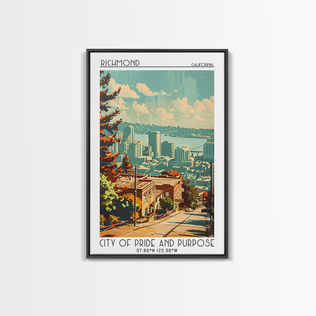 Richmond California Travel Poster, Canvas Print, Travel Wall Art, City Wall Art, Home Office Decor, Minimalist Poster, Landscape Art