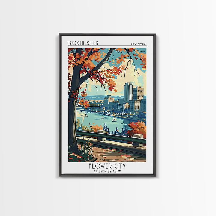 Rochester New York Travel Poster, Canvas Print, Vintage Travel Print, City Wall Art, Vintage Posters, Travel Art Print, Travel Print