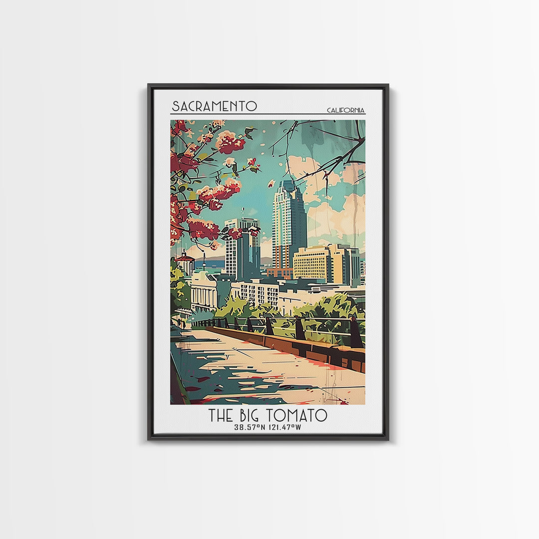 Sacramento California Travel Poster, Framed Canvas Print, Retro Travel Poster, City Wall Art, Vintage Travel Print, Gallery Wall Set