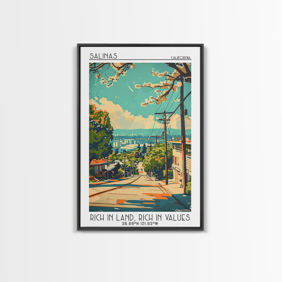 Salinas California Travel Poster, Canvas Print, Travel Prints, Landscape Art, Retro Travel Poster, Wanderlust Gift, Gallery Wall Set
