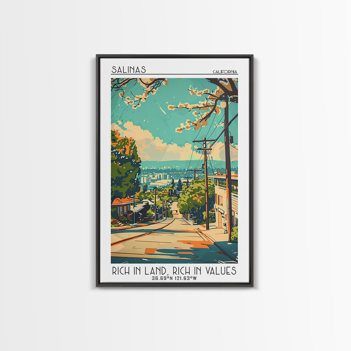 Salinas California Travel Poster, Canvas Print, Travel Prints, Landscape Art, Retro Travel Poster, Wanderlust Gift, Gallery Wall Set