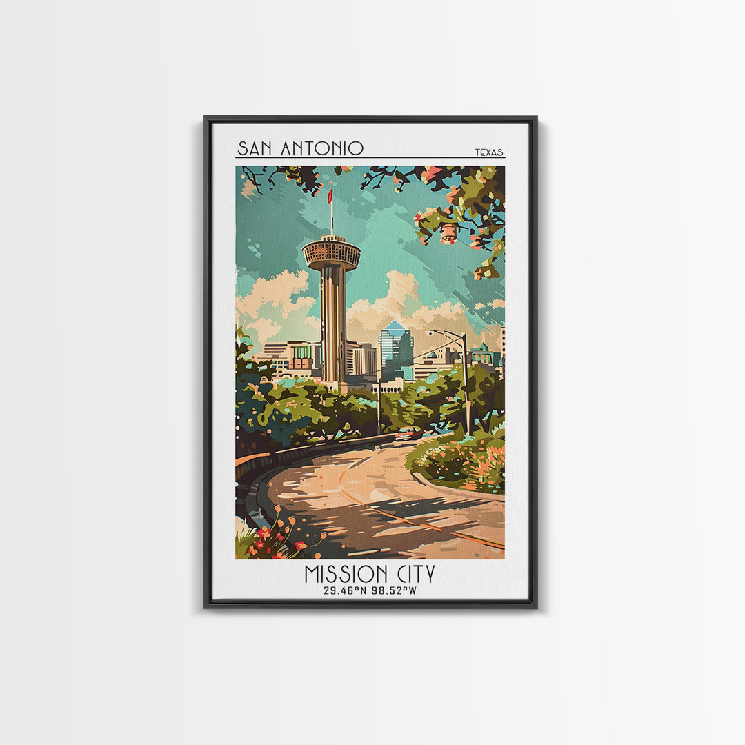 San Antonio Texas Travel Poster, Canvas Print, Retro Wall Art, Travel Print, Retro Travel Poster, Vintage Travel, City Travel Poster