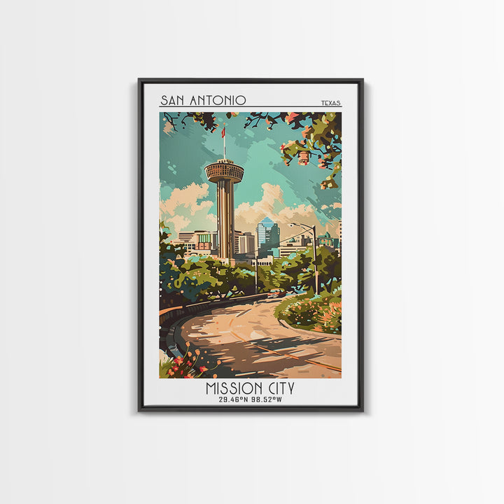 San Antonio Texas Travel Poster, Canvas Print, Retro Wall Art, Travel Print, Retro Travel Poster, Vintage Travel, City Travel Poster
