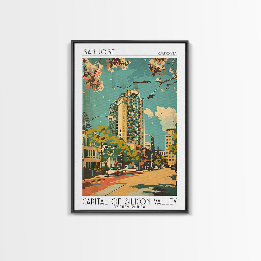 San Jose Travel Poster, Canvas Print, Travel Prints, Landscape Art, Travel Posters, Retro Wall Art, Retro Travel Print, Travel Decor