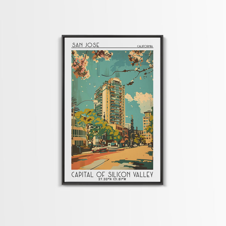 San Jose Travel Poster, Canvas Print, Travel Prints, Landscape Art, Travel Posters, Retro Wall Art, Retro Travel Print, Travel Decor