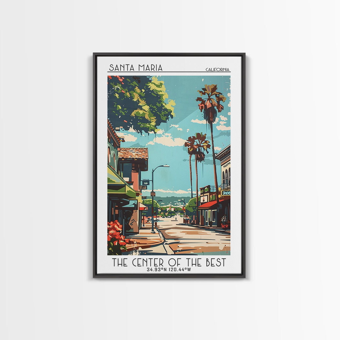 Santa Maria Travel Poster, Framed Canvas Print, Retro Wall Art, Travel Print, Vintage Travel Print, Mid Century Wall Art, Poster Art
