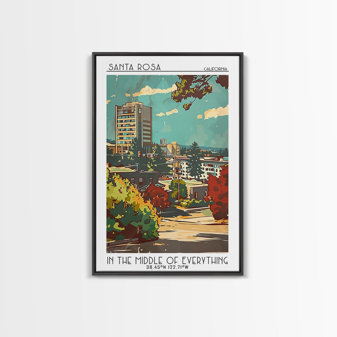 Santa Rosa Travel Poster, Canvas Print, Travel Wall Decor, Minimalist Poster, Poster Art, Travel Prints, Wall Art, City Illustration