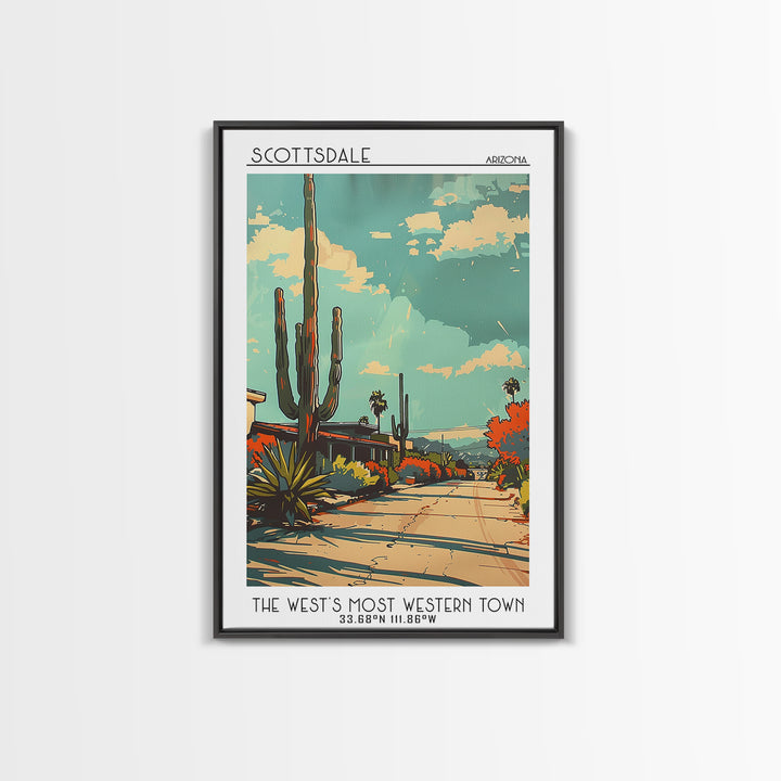 Scottsdale Arizona Travel Poster, Canvas Print, City Travel Poster, Travel Wall Decor, Retro Travel Print, Art Print, Retro Wall Art