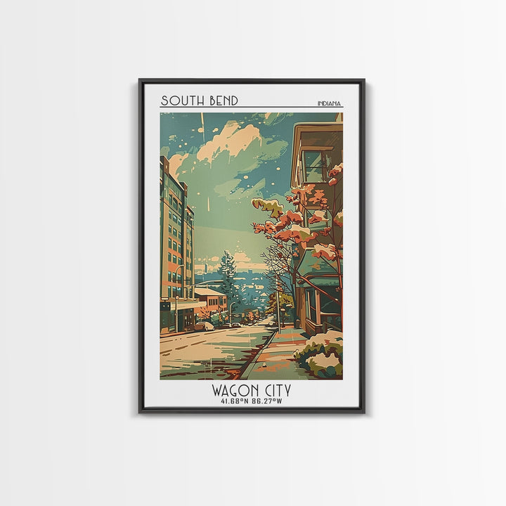 South Bend Indiana Travel Poster, Framed Canvas Print, Poster Print, Travel Wall Art, Travel Decor, City Art Print, Gallery Wall Set