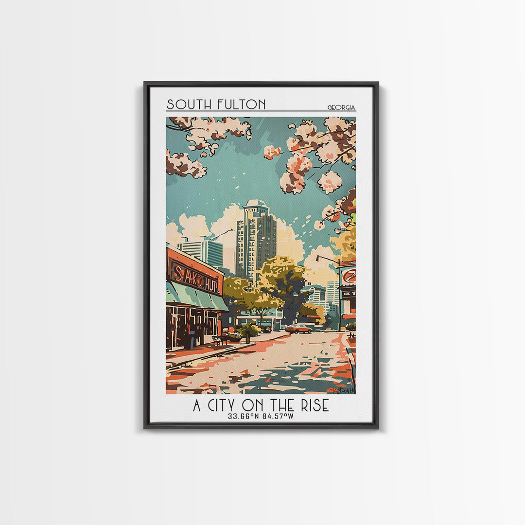 South Fulton Travel Poster, Framed Canvas Print, Vintage Travel Print, City Wall Art, Poster Print, Mid Century Wall Art, Poster Art