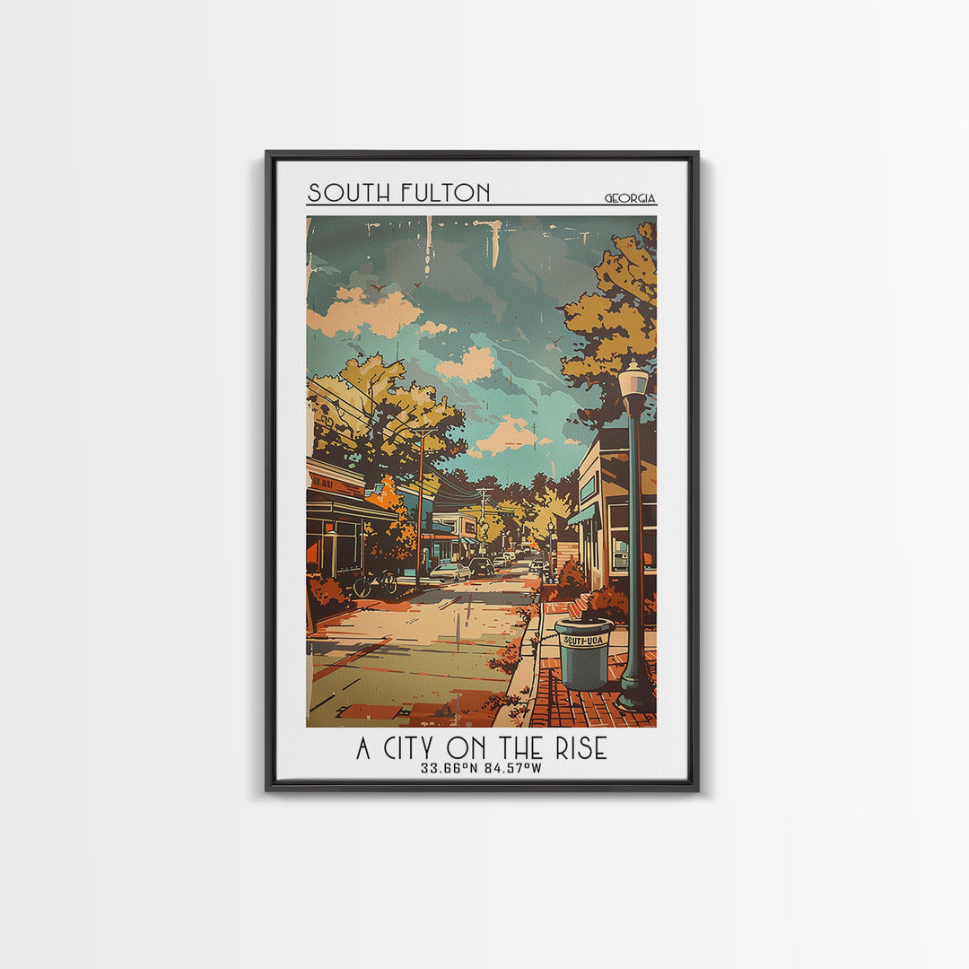 South Fulton Georgia Travel Poster, Canvas Print, Vintage Travel Print, City Wall Art, Travel Posters, Travel Wall Art, Travel Print