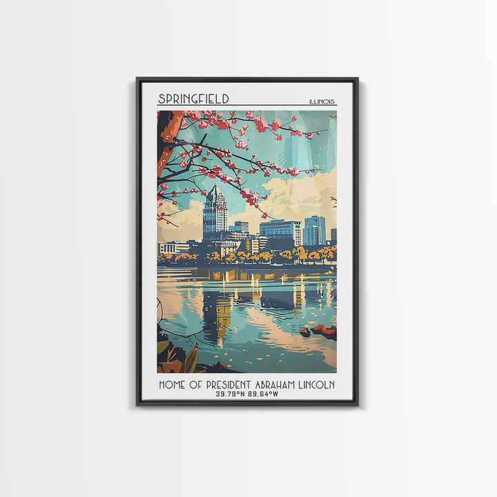Springfield Travel Poster, Framed Canvas Print, City Travel Poster, Travel Wall Decor, Travel Prints, Travel Decor, Gallery Wall Set