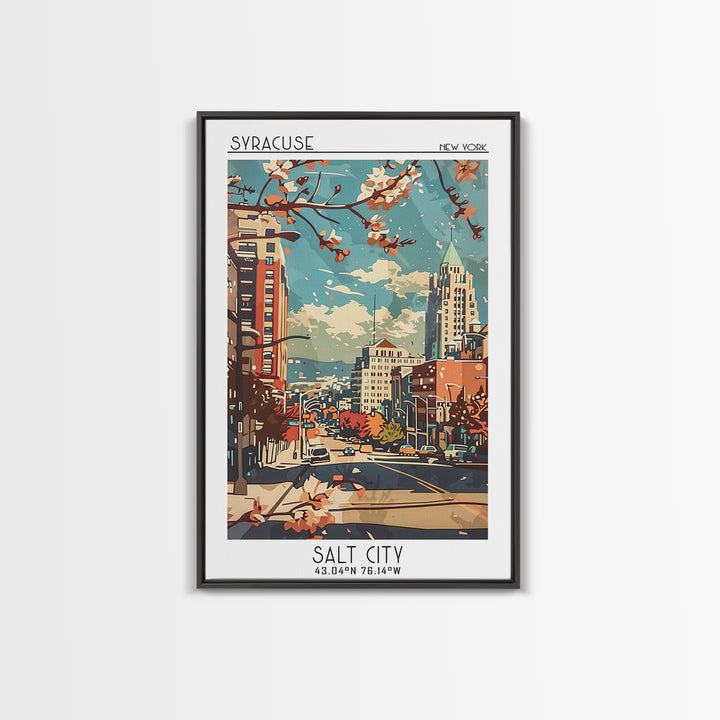 Syracuse Travel Poster, Framed Canvas Print, City Travel Poster, Travel Wall Decor, Gallery Wall Set, Watercolor Cityscape, Wall Art
