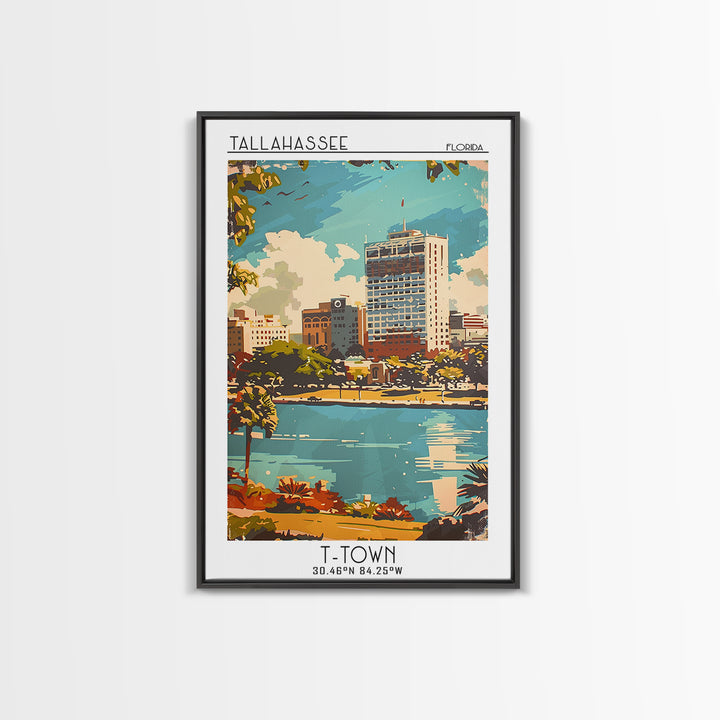 Tallahassee Florida Travel Poster, Framed Canvas Print, Travel Art Print, Modern Wall Decor, City Travel Poster, Retro Travel Poster