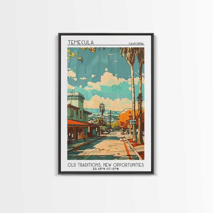 Temecula Travel Poster, Framed Canvas Print, City Art Print, Travel Wall Art, Travel Decor, Wanderlust Gift, Travel Print, Art Print