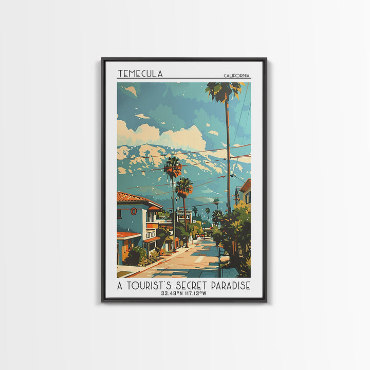Temecula California Travel Poster, Canvas Print, Retro Wall Art, Travel Print, Travel Posters, Modern Wall Decor, City Travel Poster