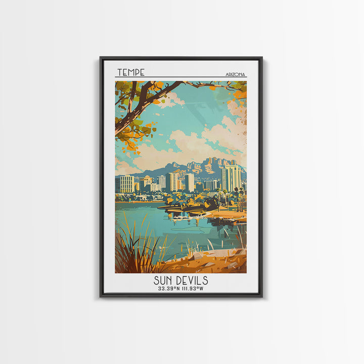 Tempe Arizona Travel Poster, Canvas Print, City Travel Poster, Travel Wall Art, Minimalist Poster, Colorful Wall Art, Travel Posters