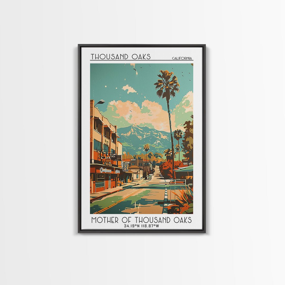 Thousand Oaks California Travel Poster, Canvas Print, Retro Travel Poster, City Wall Art, Wall Art, Mid Century Wall Art, Home Decor