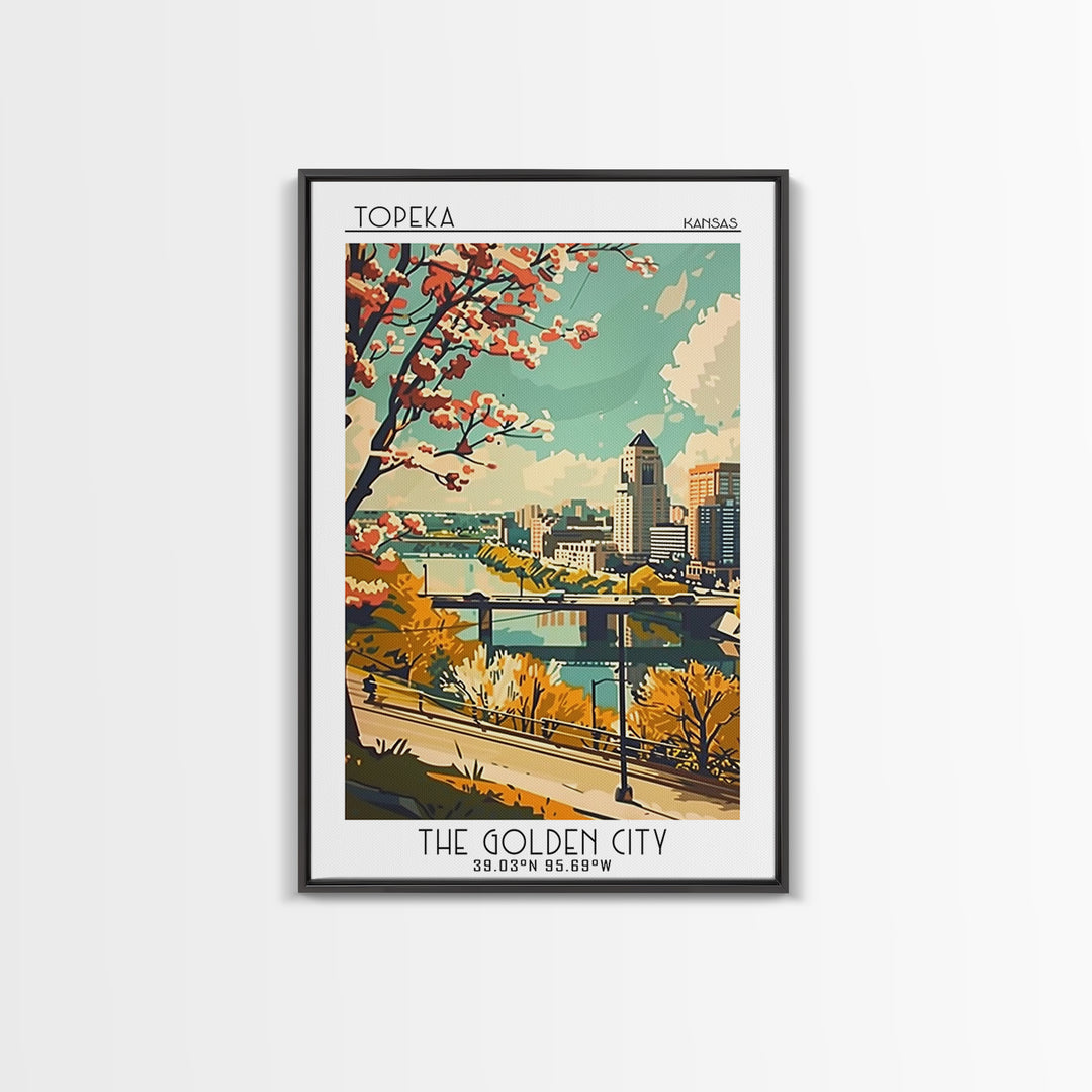 Topeka Travel Poster, Canvas Print, City Travel Poster, Travel Wall Decor, Retro Travel Poster, Fine Art Print, Living Room Wall Art