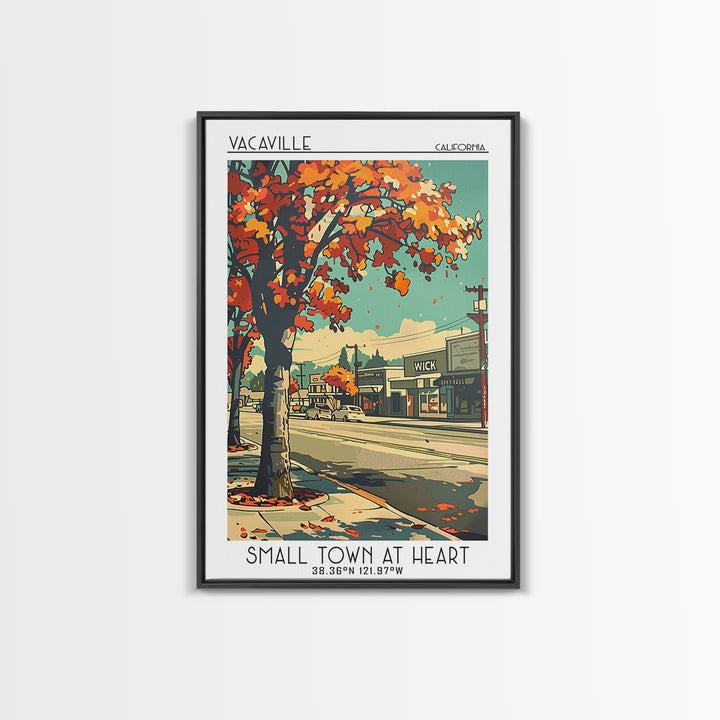 Vacaville Travel Poster, Framed Canvas Print, City Travel Poster, Travel Wall Art, City Illustration, Living Room Wall Art, Wall Art